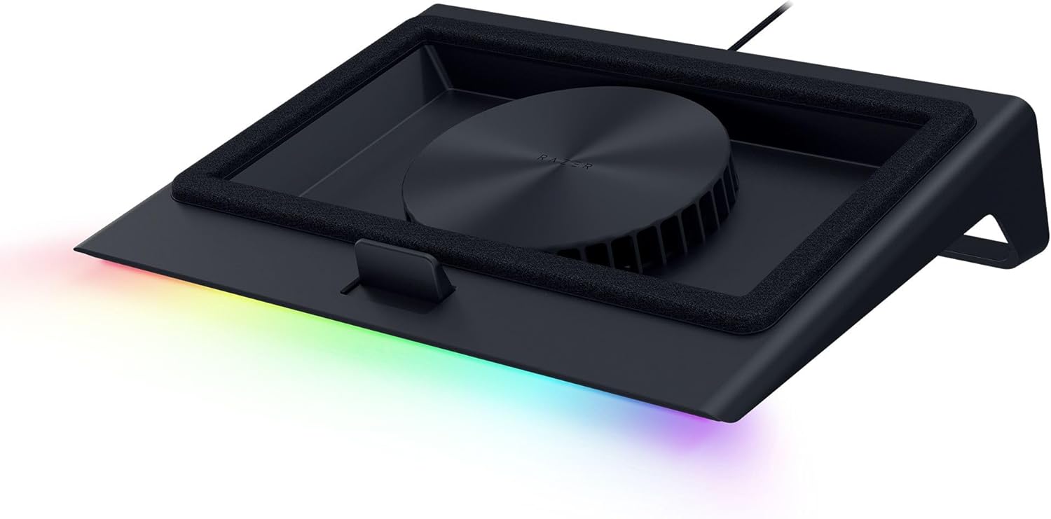 Razer Laptop Cooling Pad: Adaptive Smart – Intelligent Fan Control – Airtight Pressure Chamber – Fits Most Laptops & Macbooks 14” to 18″ – Preset & Custom Fan Curves – 3 Port USB Type A – Chroma RGB