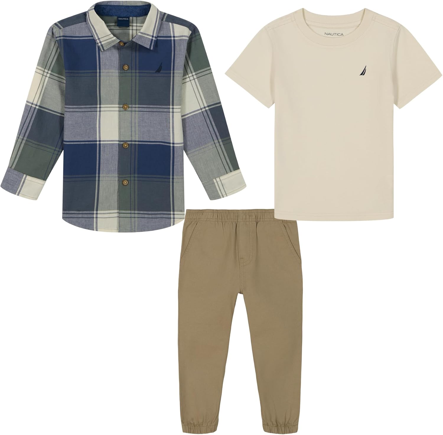 Nautica boys 3pc Woven Shirt/Tee/Woven Pant Set