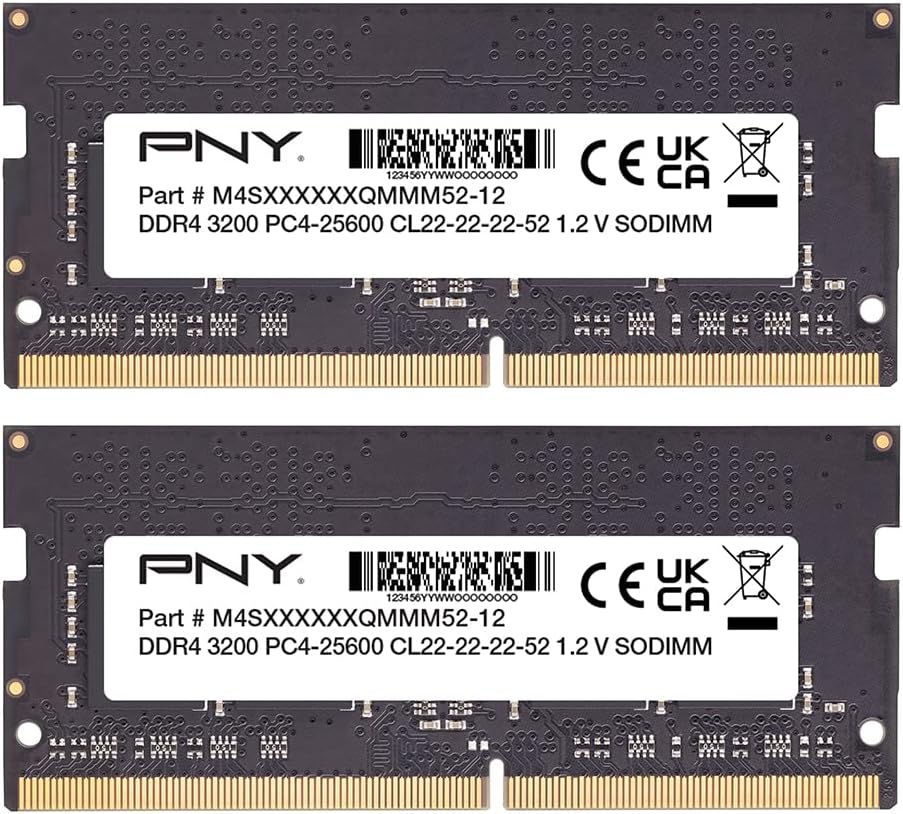 PNY Performance 16GB (2x8GB) DDR4 DRAM 3200MHz (PC4-25600) CL22 (Compatible with 2933MHz, 2666MHz, 2400MHz or 2133MHz) 1.2V Notebook/Laptop (SODIMM) Computer Memory Kit – MN16GK2D43200-TB