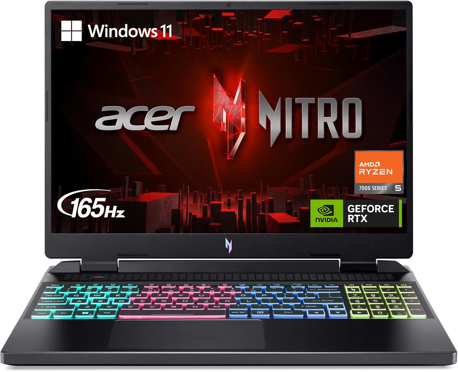 Acer Nitro 16 Gaming Laptop | AMD Ryzen 5 7640HS Hexa-Core CPU | NVIDIA GeForce RTX 4050 Laptop GPU | 16″ WUXGA 165Hz IPS Display | 8GB DDR5 | 512GB Gen 4 SSD | WiFi 6E | RGB Backlit KB | AN16-41-R148