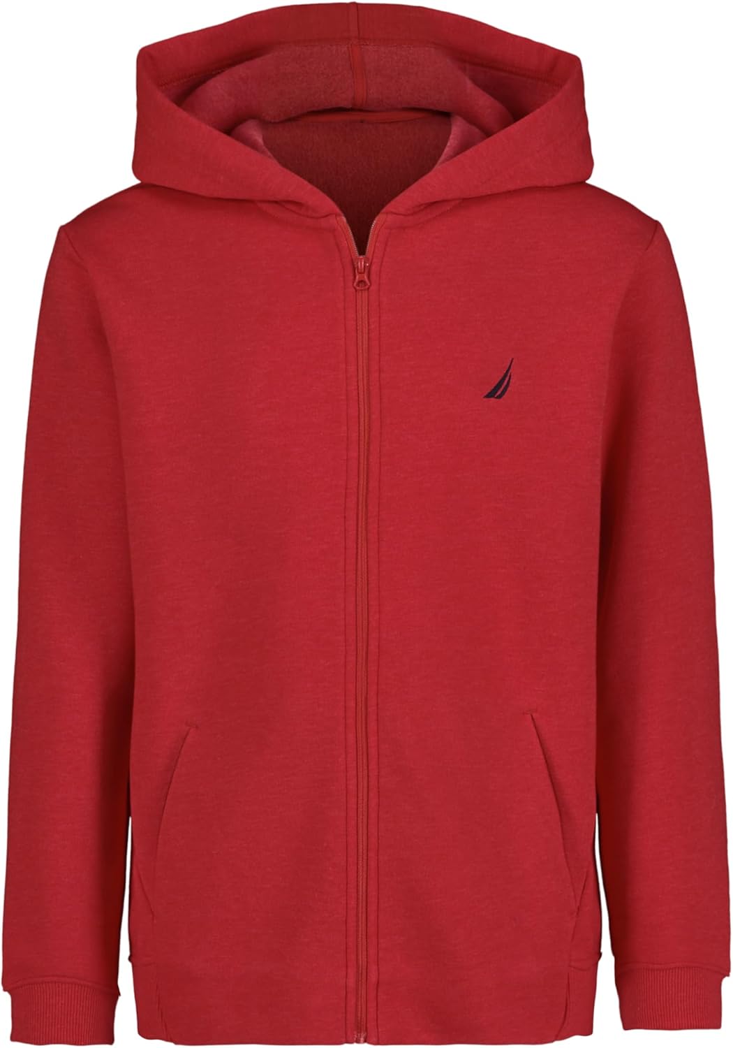 Nautica Boys’ Zip Up Hoodie Sweatshirt, Signature Logo Design, Kangaroo Pockets, Made with Lightweight Fleece