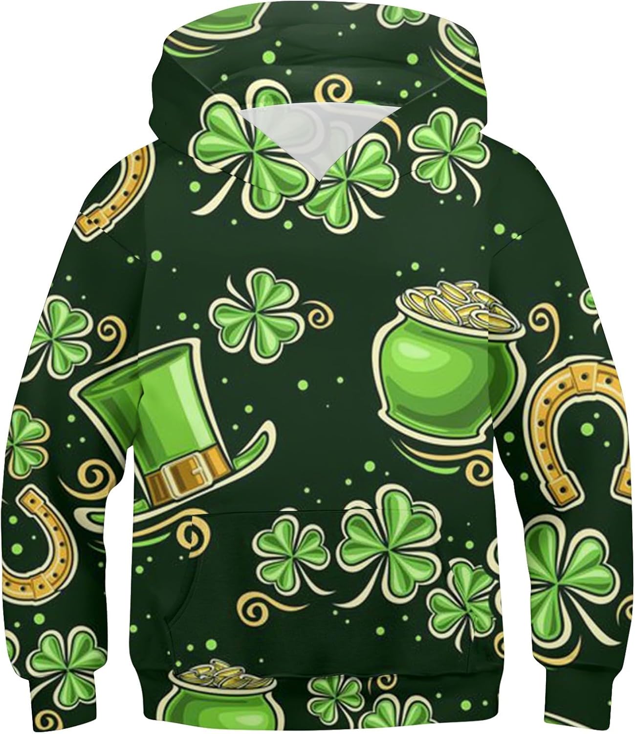 Boys Fashion Hoodies St Patrick’s Day Kids Green Hoodie Sweatshirt with Pockets 2-14 Years