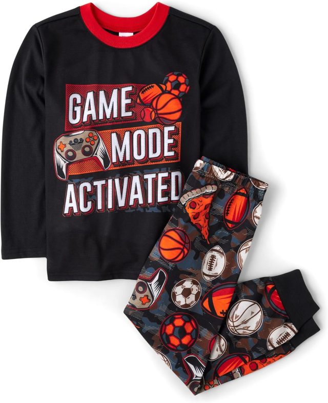 The Children’s Place Boys’ Long Sleeve Top and Pants 2 Piece Pajamas Sets