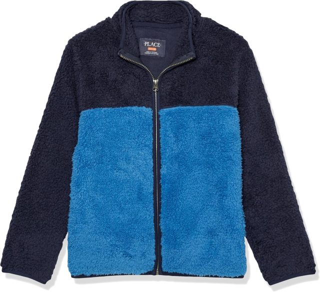 The Children’s Place Boys’ Long Sleeve, Sherpa Lined, Zip-Front Hoodie Sweatshirt