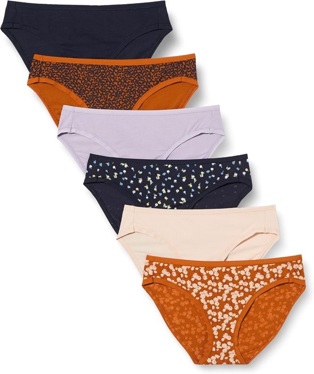 Amazon Essentials Women’s Cotton Bikini Brief Underwear (Available in Plus Size), Multipacks