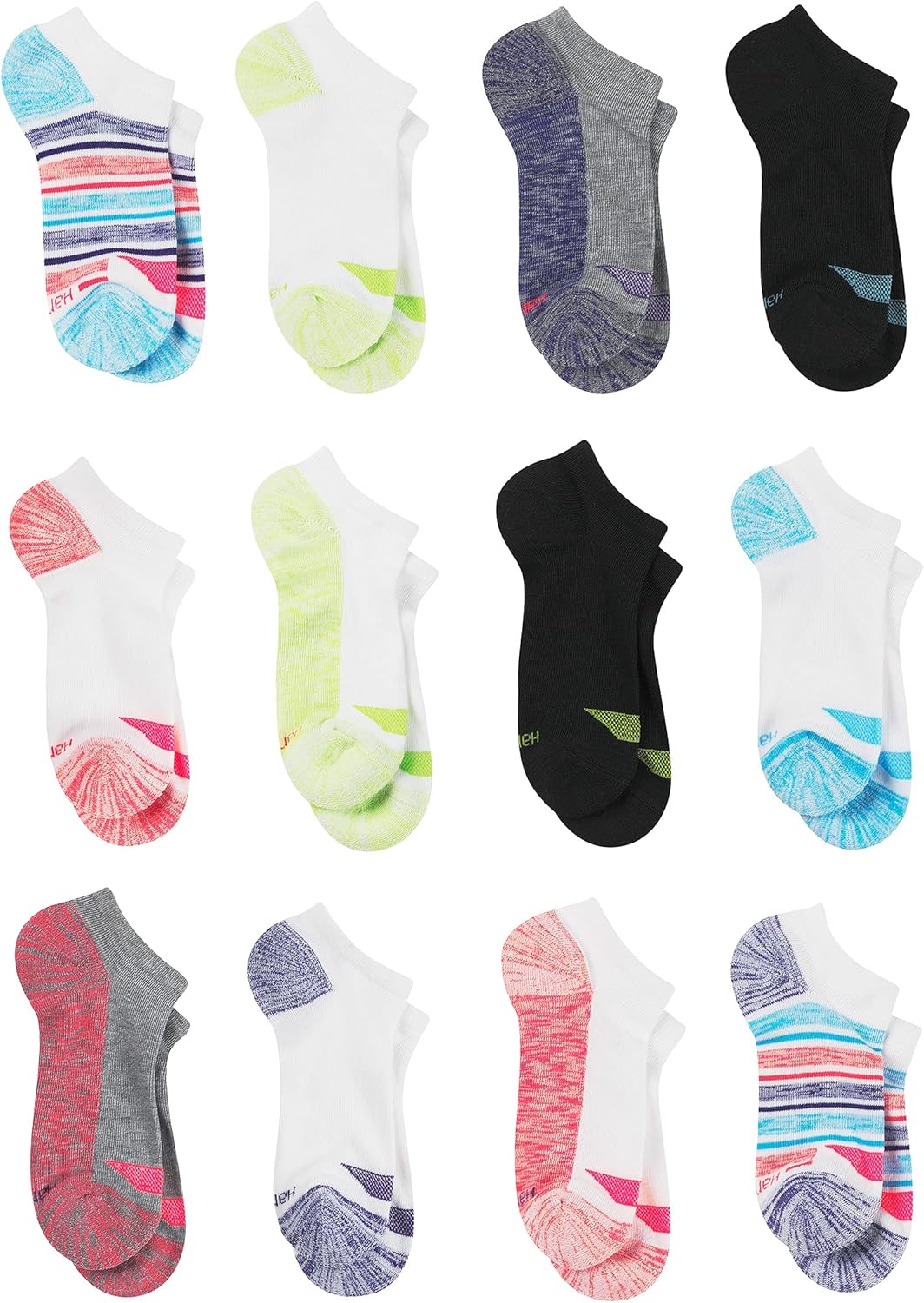 Hanes Girls’ Cool Comfort Ankle, 12-Pair Pack Fashion Liner Socks