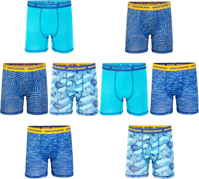 Skechers Boys’ Amazon Exclusive 8pk Athletic Boxer Briefs with Unique Prints in Sizes 2/3t, 4, 6, 8 and 10