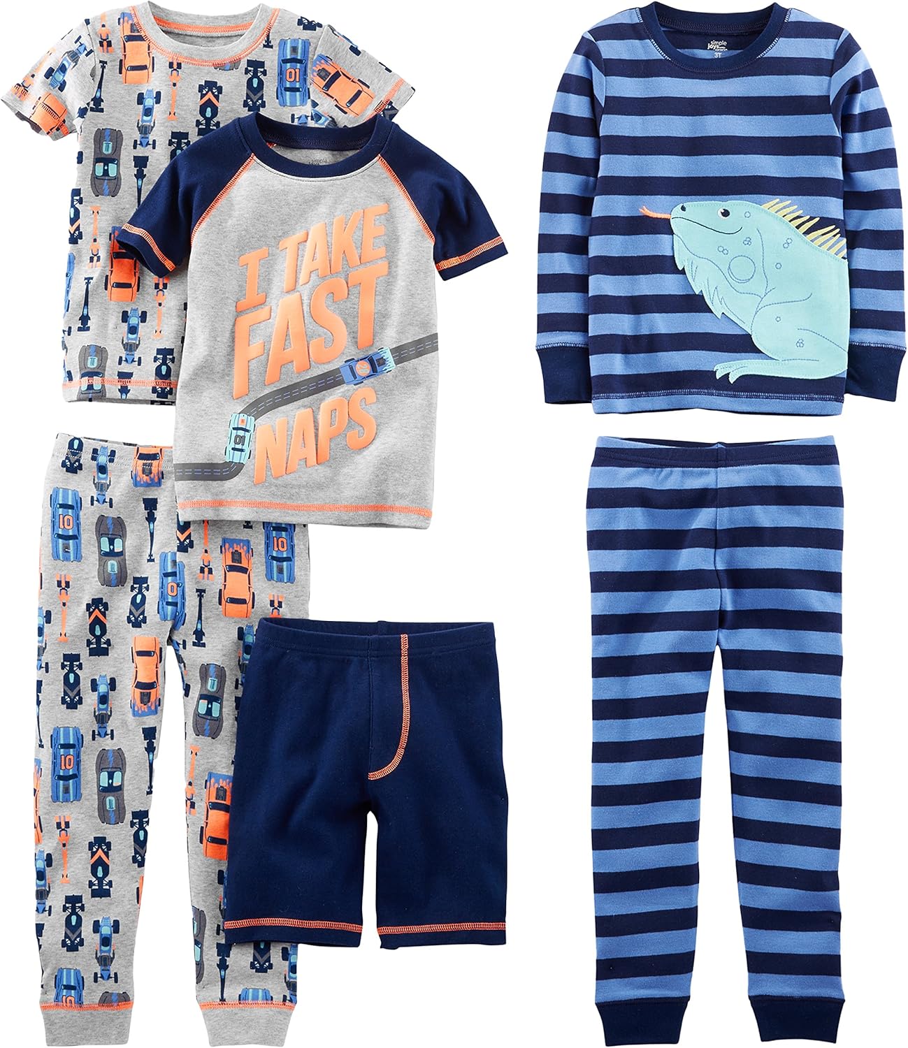 Simple Joys by Carter’s Boys’ 6-Piece Snug Fit Cotton Pajama Set