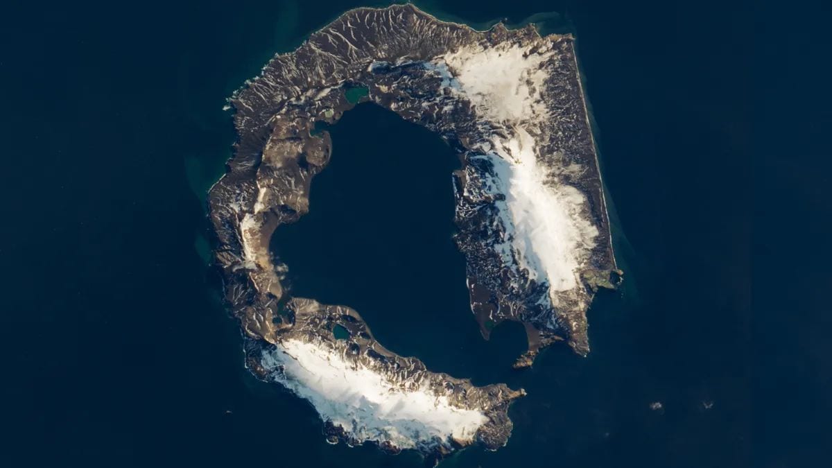 NASA Satellite Image Reveals Unique Horseshoe-Shaped Deception Island in Antarctica