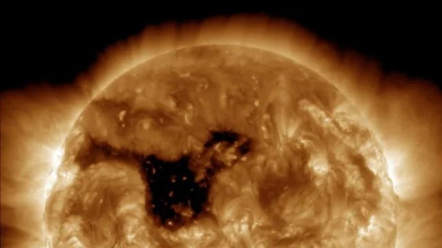 Massive 500,000-Mile Coronal Hole on the Sun Blasts Solar Wind Toward Earth