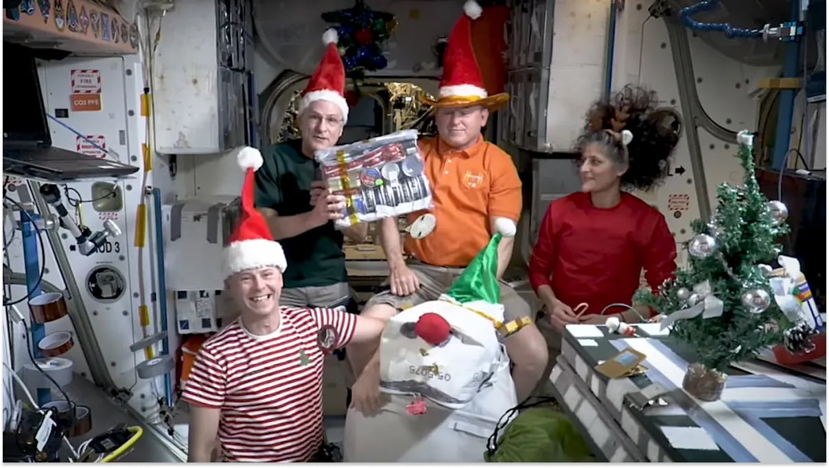 Astronauts on ISS Share Christmas Cheer with Floating Candy Canes and Festivities