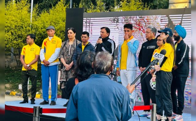 Sports Minister Mansukh Mandaviya Leads ”Fit India Sundays On Cycle” In Delhi