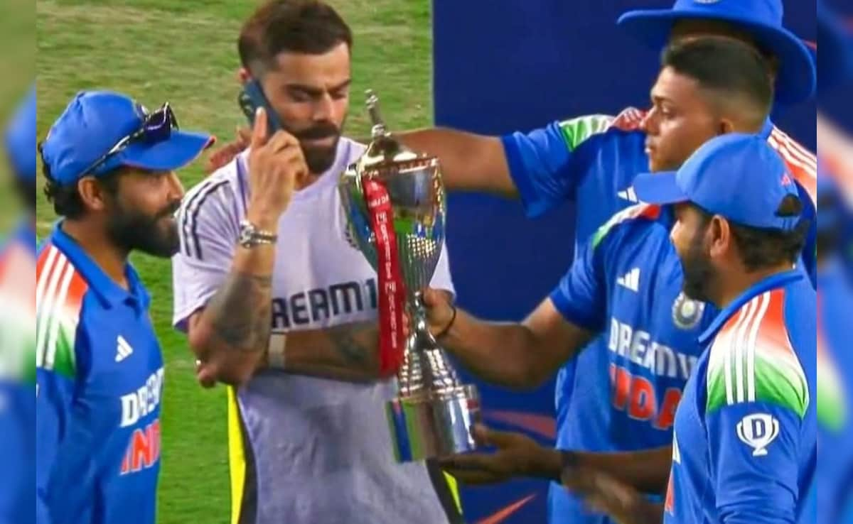 Virat Kohli On Phone Call During India’s Trophy Celebration, Viral Video Breaks Internet