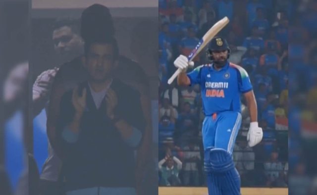 India Head Coach Gautam Gambhir’s Standing Ovation As Captain Rohit Sharma Slams 32nd ODI Century. Watch