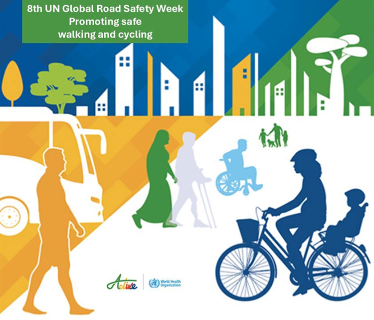 WHO EMRO | 8th UN Global Road Safety Week: #MakeWalkingSafe #MakeCyclingSafe | News