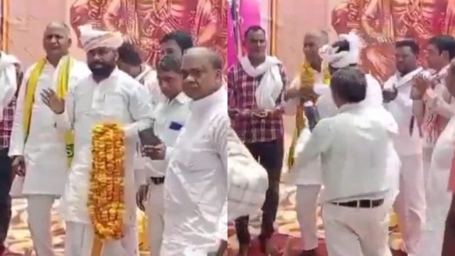 UP Leader Garlanded And Slapped Hard By Ex-Party Colleague At Event | Watch