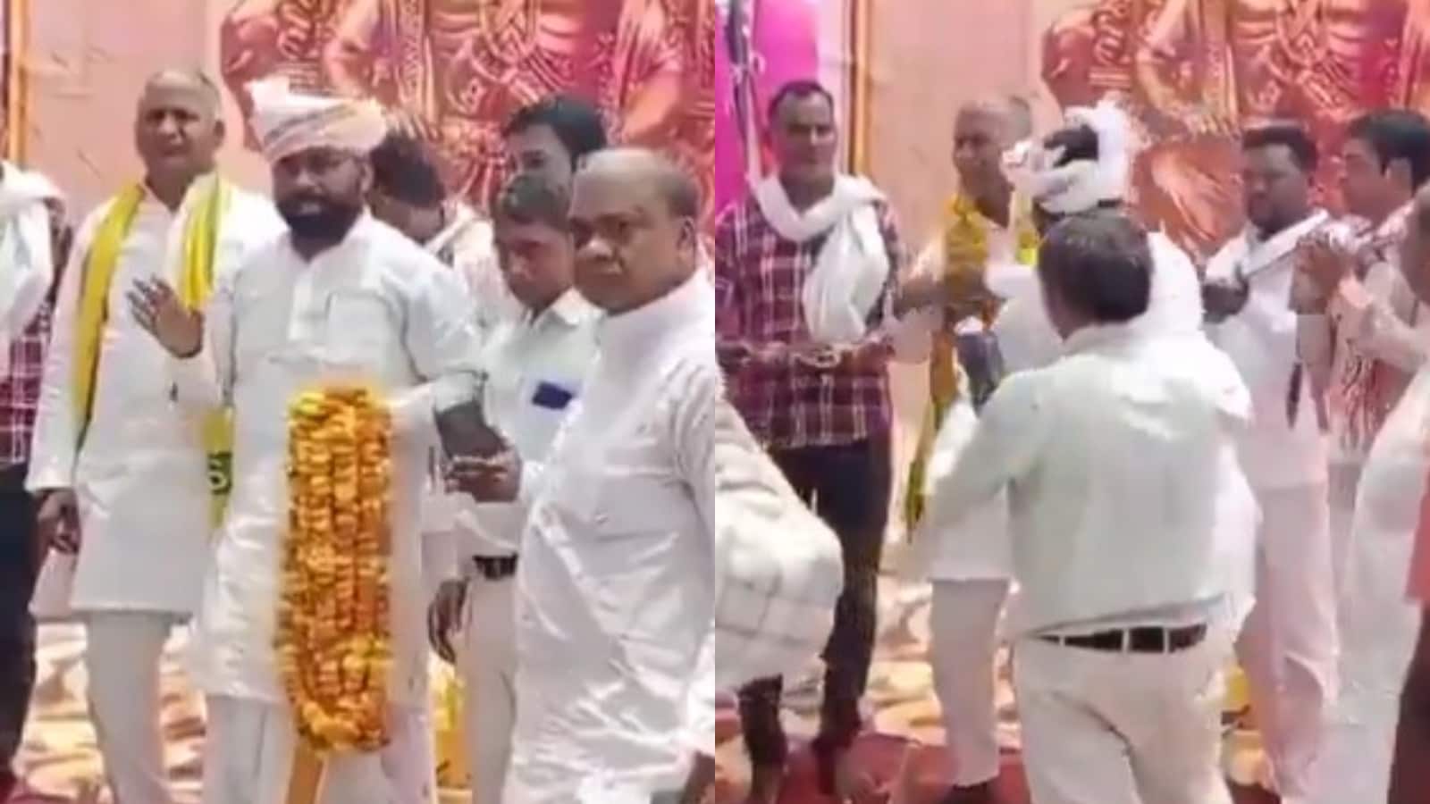 UP Leader Garlanded And Slapped Hard By Ex-Party Colleague At Event | Watch